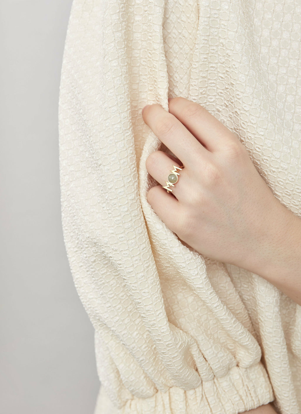 Design Letters Great Mom Ring 18k Gold Plated, Aquamarine Blue