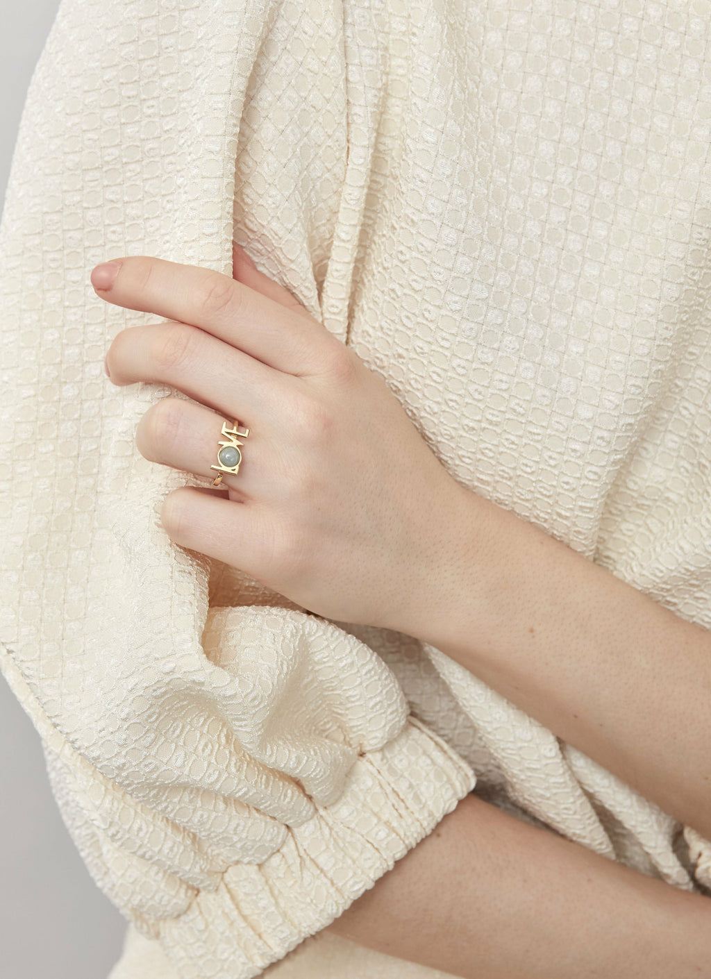 Design Letters Great Love Ring 18k Gold Plated, Aquamarine Blue