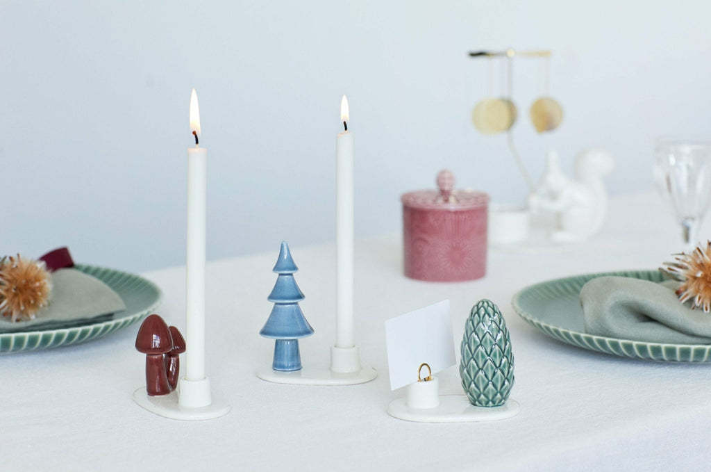 Dottir Winter Stories Flock Mushroom Candle Holder