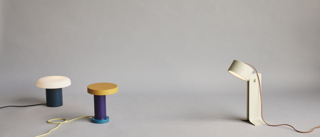 Hübsch Ateliers Dark Blue Table Lamp with Opal Glass Shade - Stylish Lighting