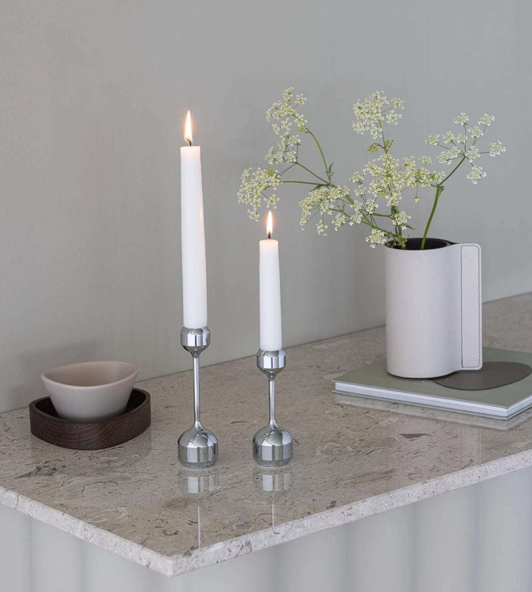 Lind DNA Silhouette Set 120+145 Candle Holder, Chrome