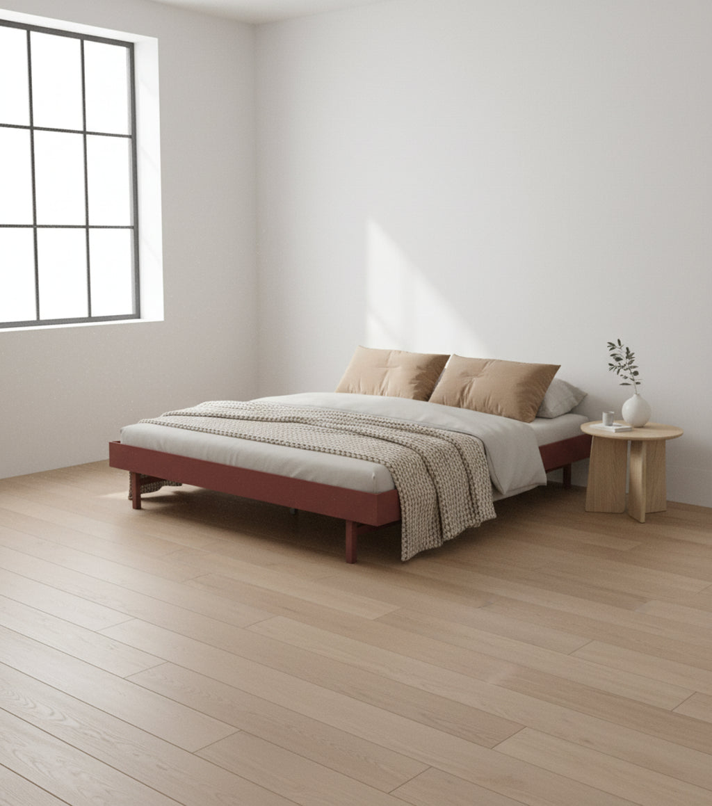 Moebe Bed, 140 Cm, Slats, Dusty Rose