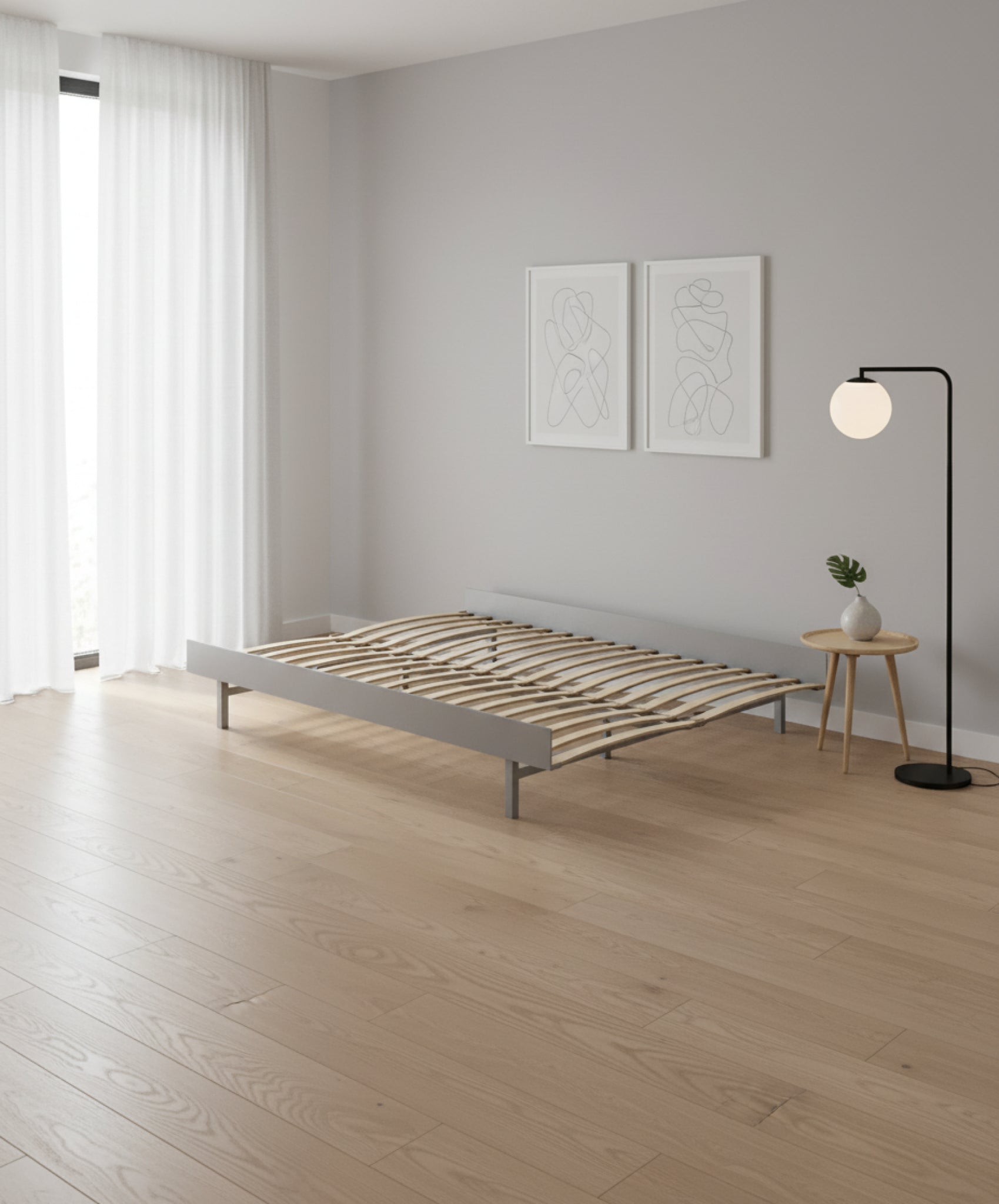 Moebe Bed, 140 Cm, Slats, Stainless Steel