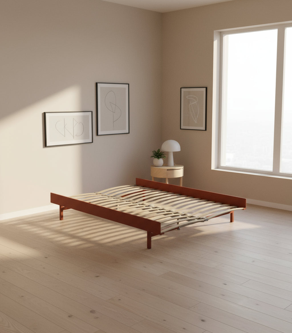 Moebe Bed, 140 Cm, Slats, Terracotta