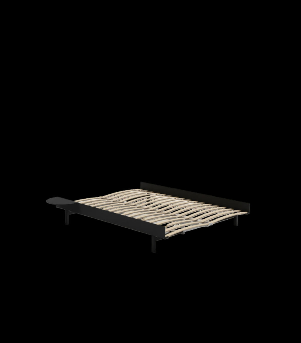 Moebe Bed, 150 Cm, Slats, 1x Side Table, Black