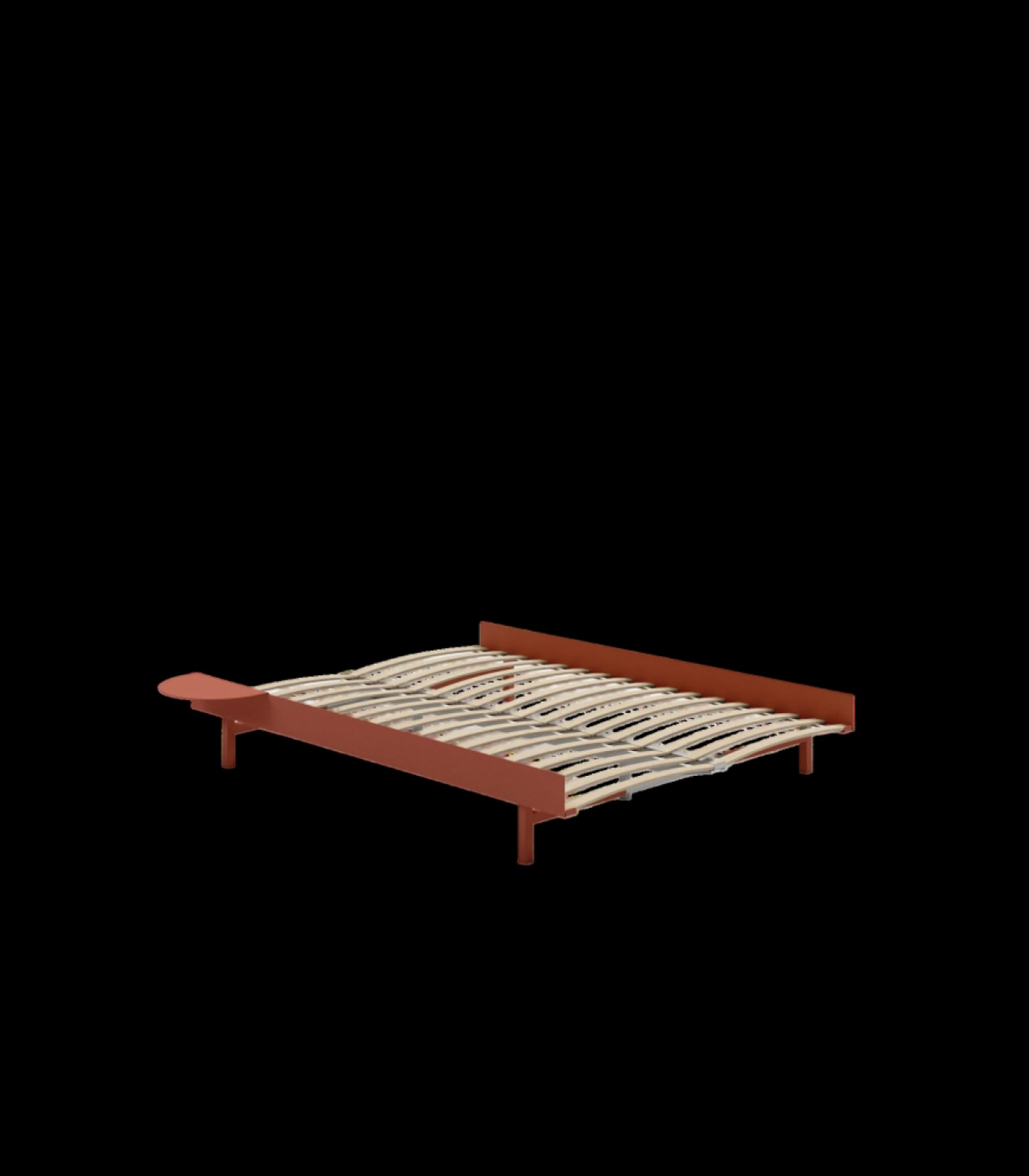 Moebe Bed, 150 Cm, Slats, 1x Side Table, Terracotta