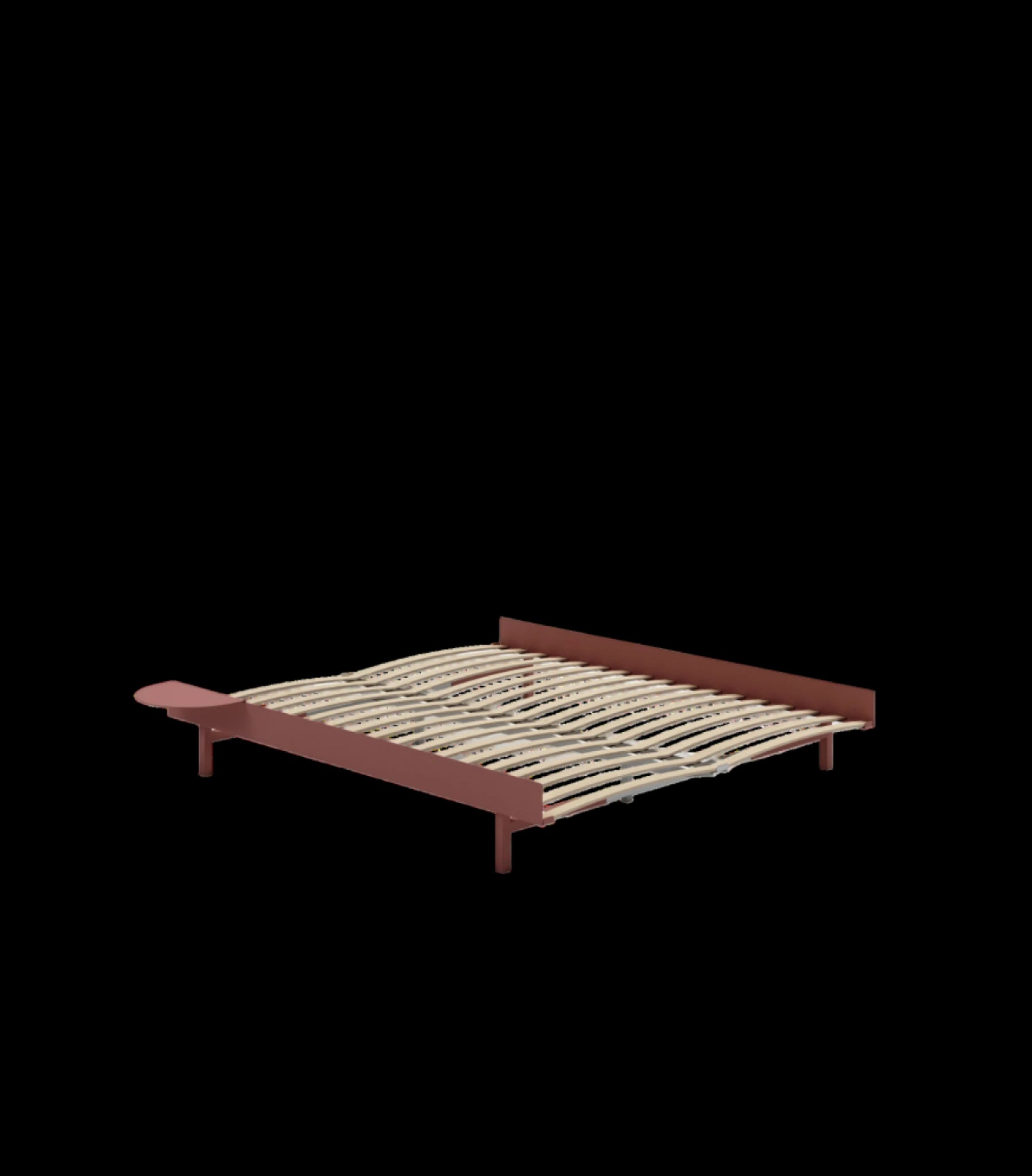 Moebe Bed, 160 Cm, Slats, 1x Side Table, Dusty Rose