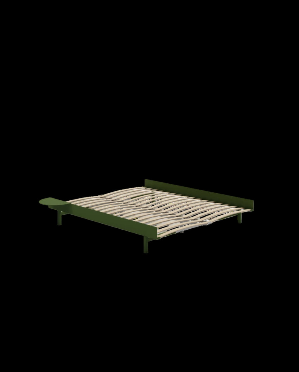 Moebe Bed, 160 Cm, Slats, 1x Side Table, Pine Green