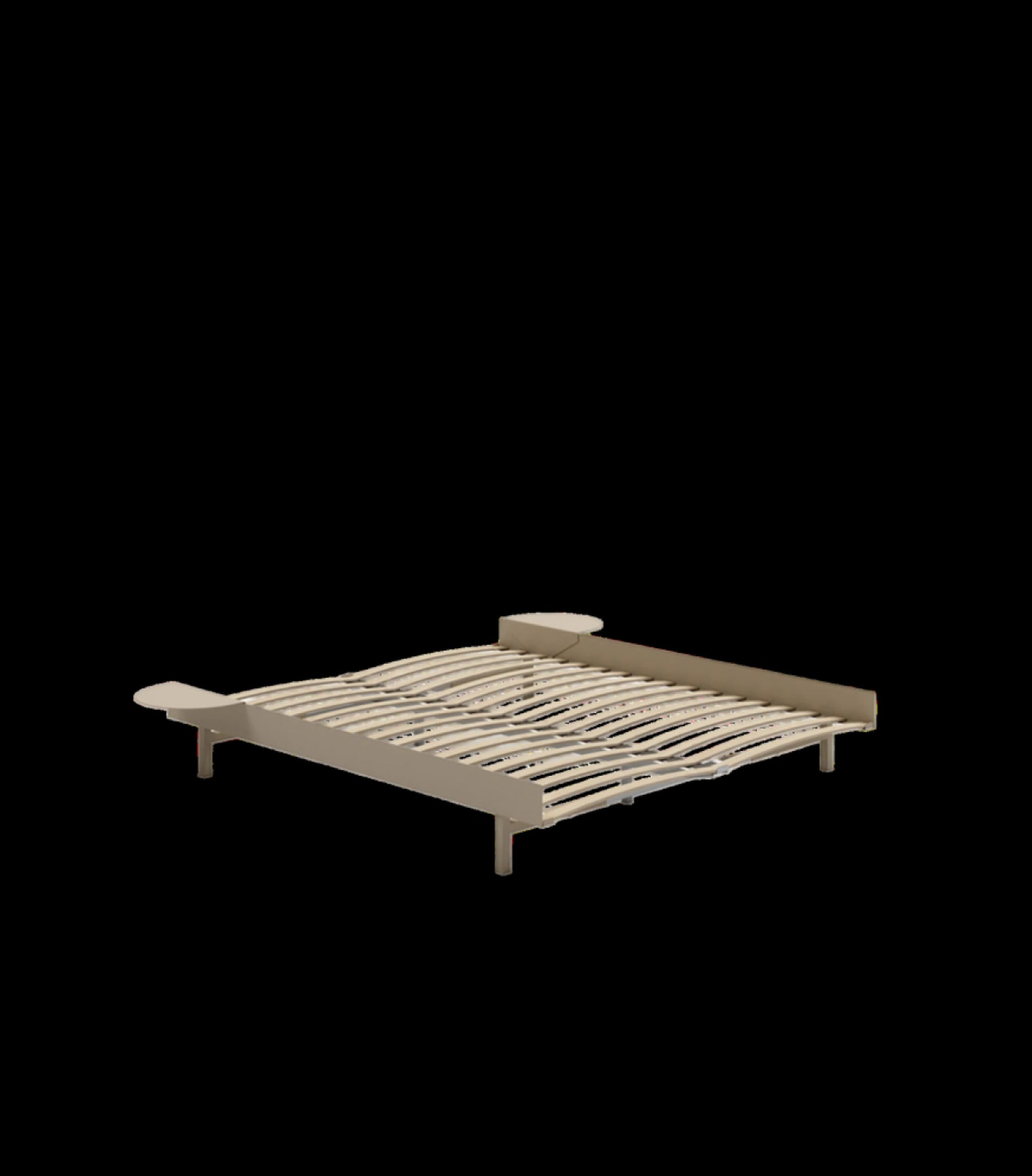 Minimalist Moebe Bed with Slats & Bedside Tables, 160 cm Sand Finish