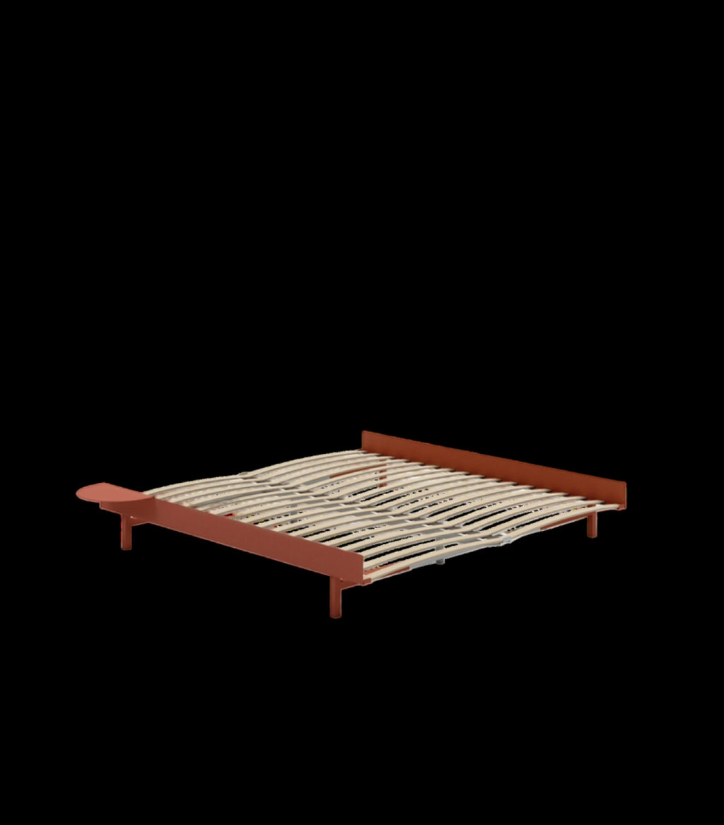 Moebe Bed, 180 Cm, Slats, 1x Side Table, Terracotta