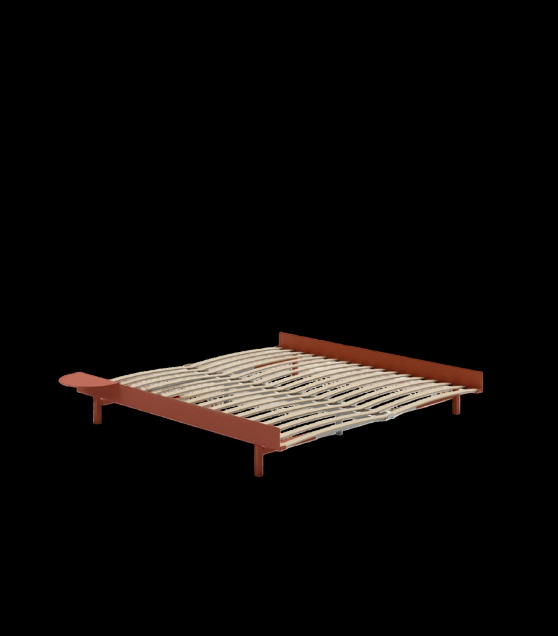 Moebe Bed, 180 Cm, Slats, 1x Side Table, Terracotta