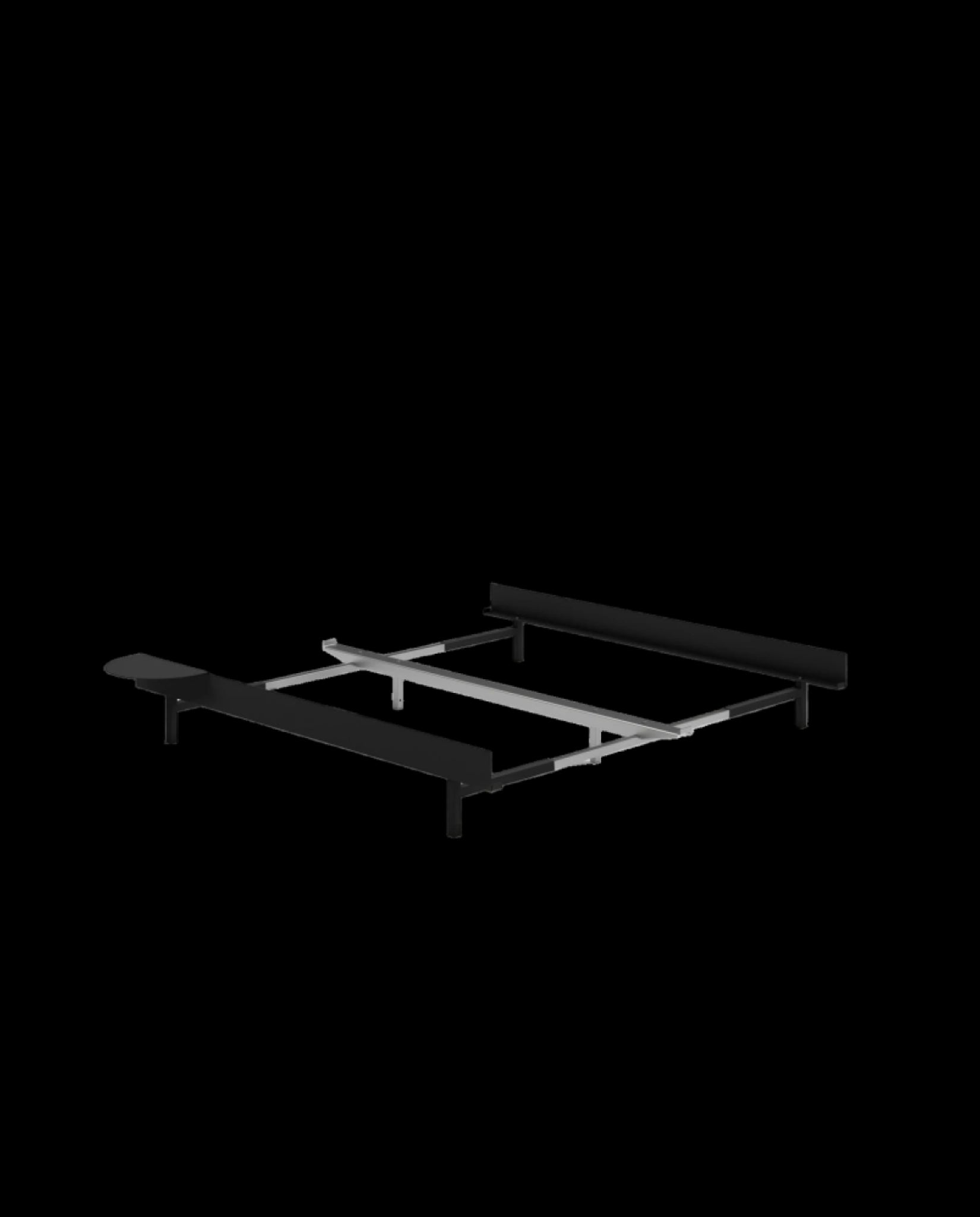 Minimalist Moebe Bed with Bedside Table, Adjustable 90-180 cm, Black