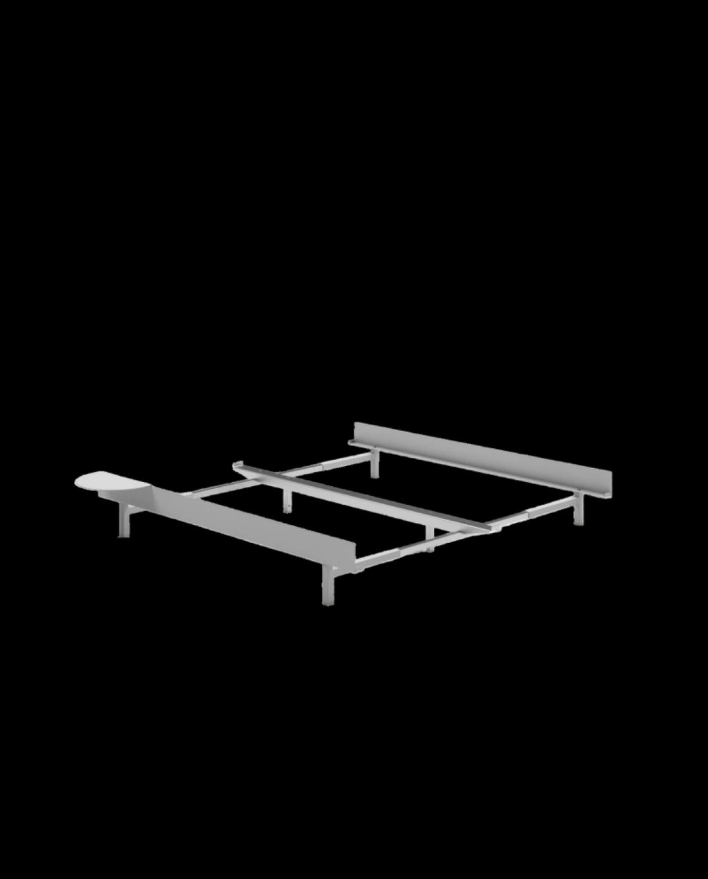Moebe Bed, 90-180 Cm, 1x Side Table, Stainless Steel