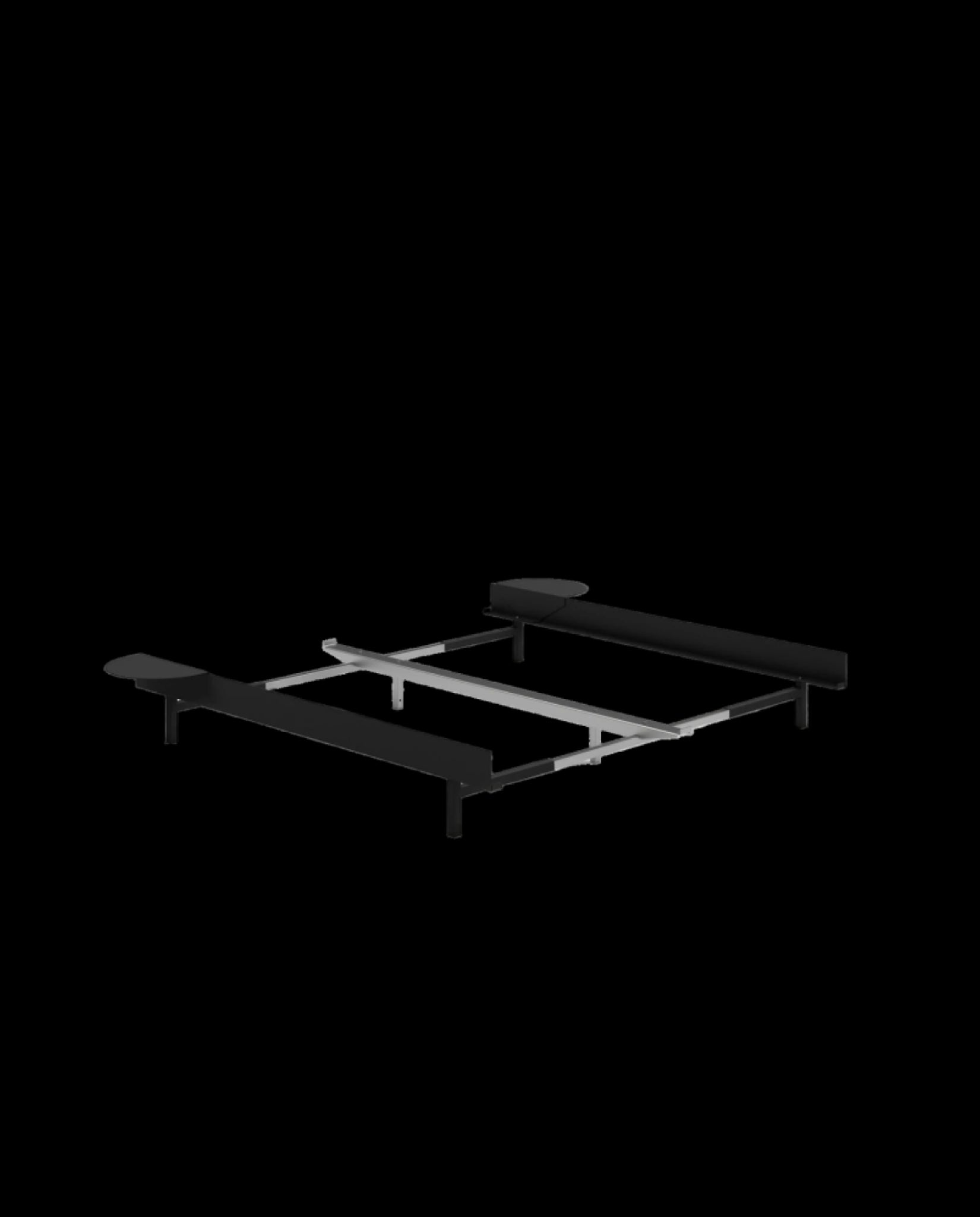 Minimalist Moebe Bed with 2 Black Bedside Tables, Adjustable 90-180 cm