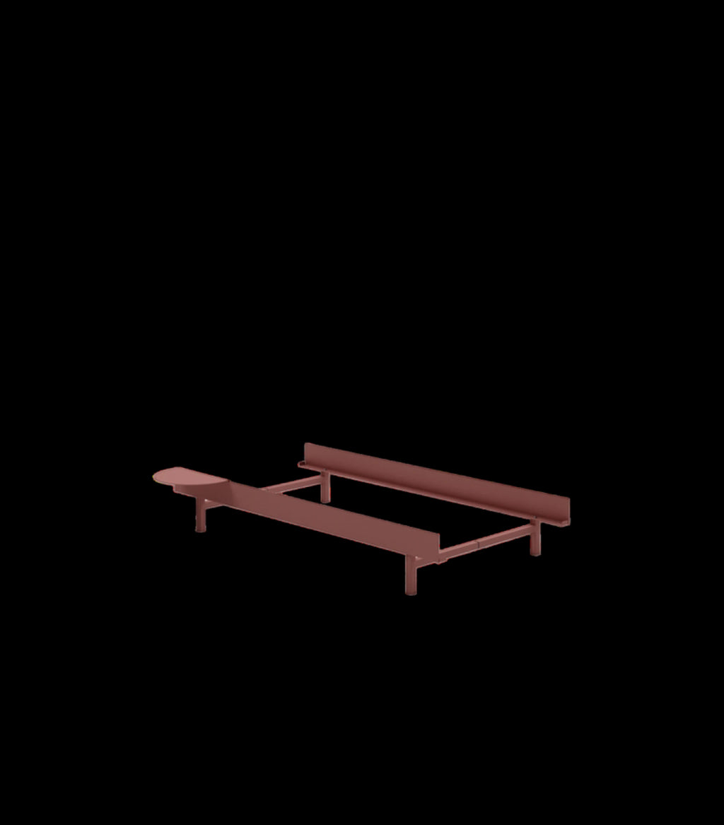 Minimalist Moebe Bed 90 cm with Bedside Table in Dusty Rose Steel Frame