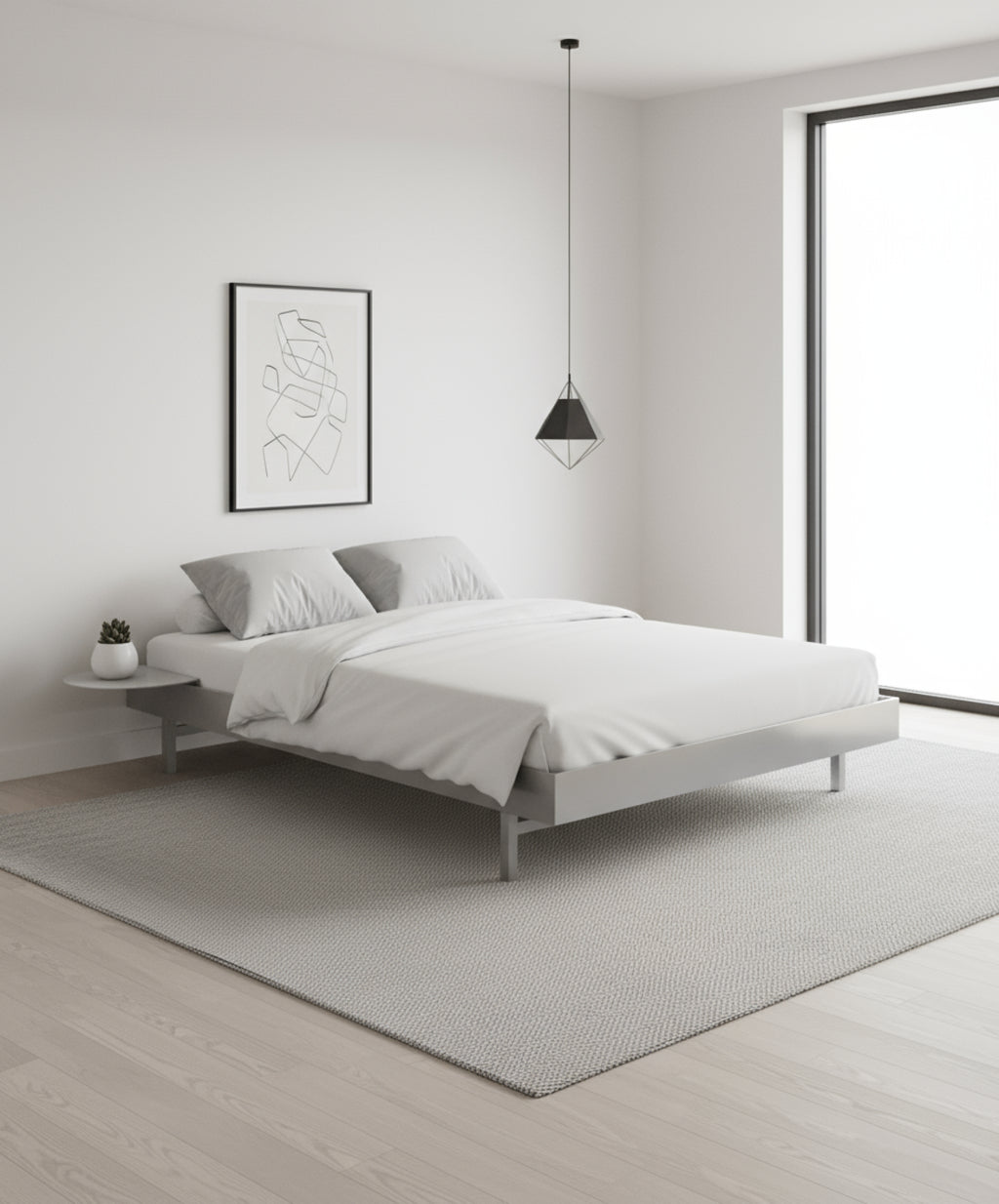 Moebe Bed, 90 Cm, 2x Side Table, Stainless Steel