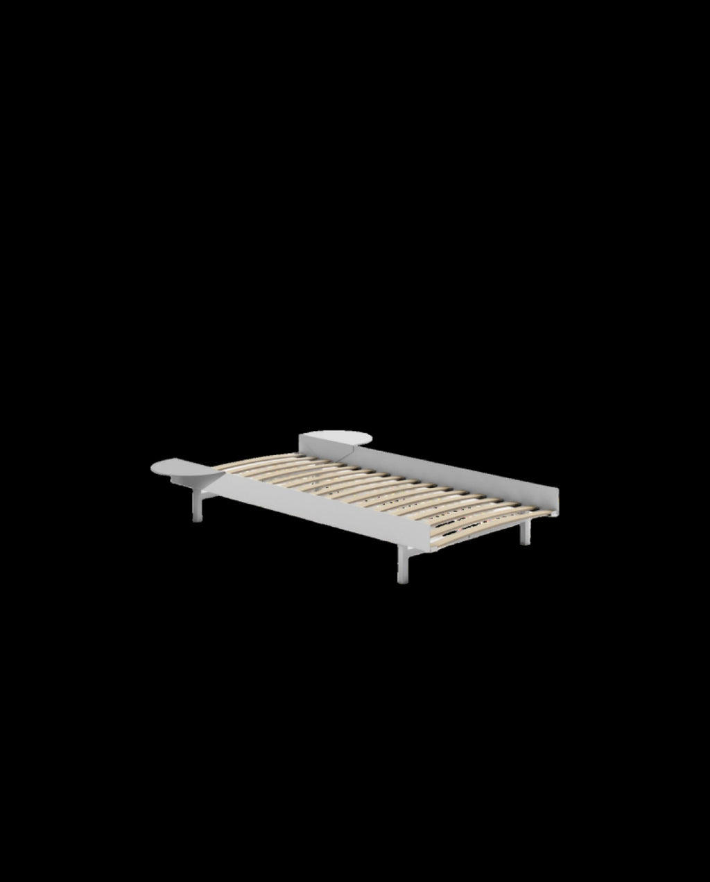 Moebe Bed, 90 Cm, Slats, 2x Side Table, Stainless Steel