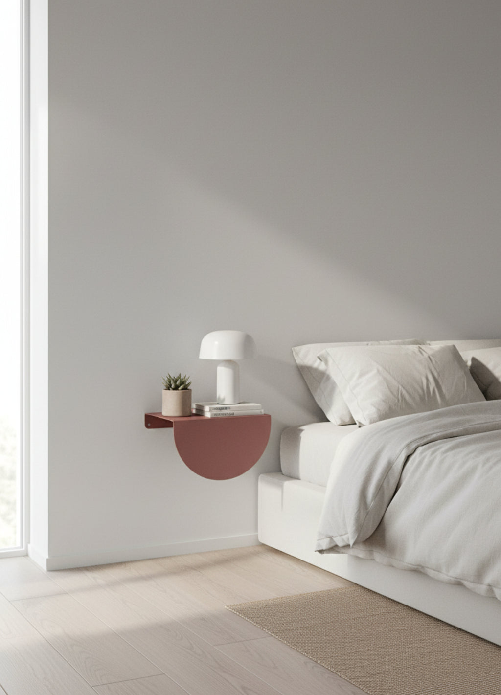 Minimalist Dusty Rose Moebe Bedside Table - Powder-Coated Steel Design