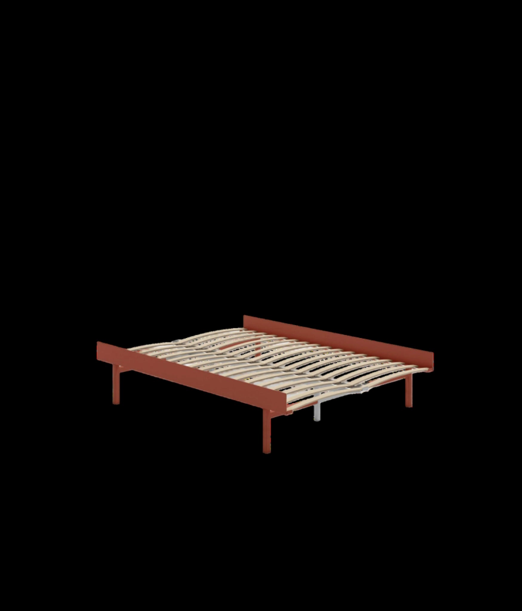 Moebe Bed, Tall Legs, 140 Cm, Slats, Terracotta