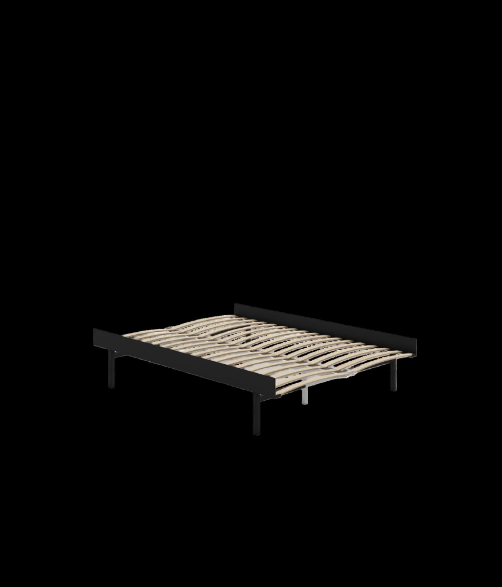 Moebe Bed, Tall Legs, 150 Cm, Slats, Black
