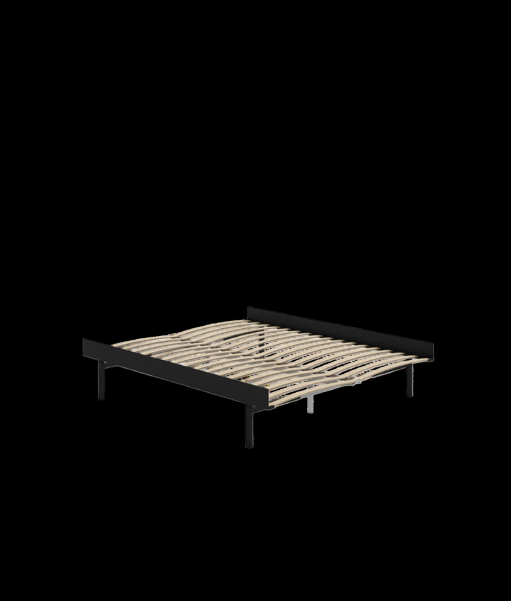 Moebe Bed, Tall Legs, 160 Cm, Slats, Black