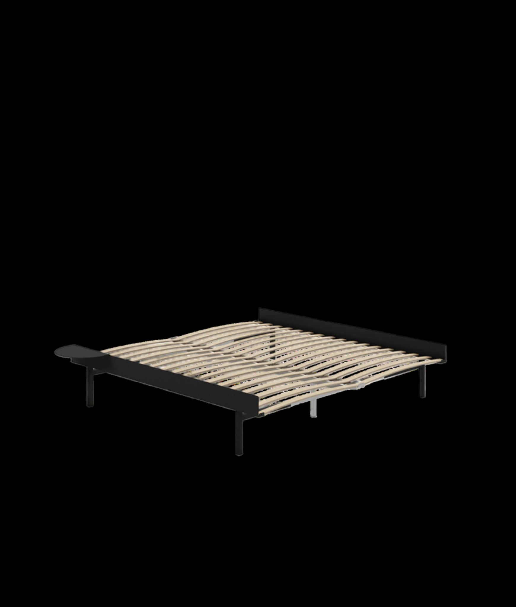 Moebe Bed, Tall Legs, 180 Cm, Slats, 1x Side Table, Black