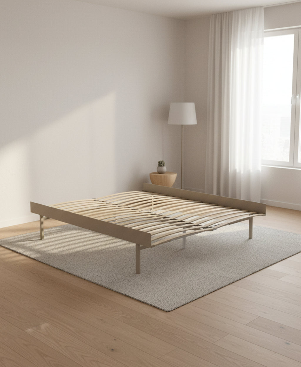 Moebe Bed, Tall Legs, 180 Cm, Slats, Black