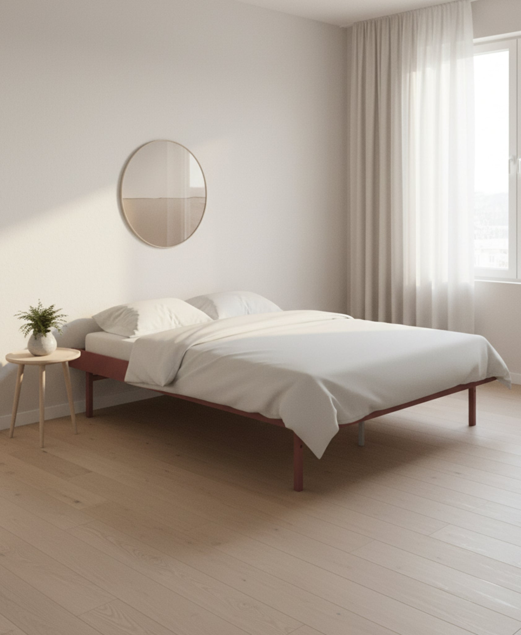 Moebe Bed, Tall Legs, 180 Cm, Slats, Dusty Rose