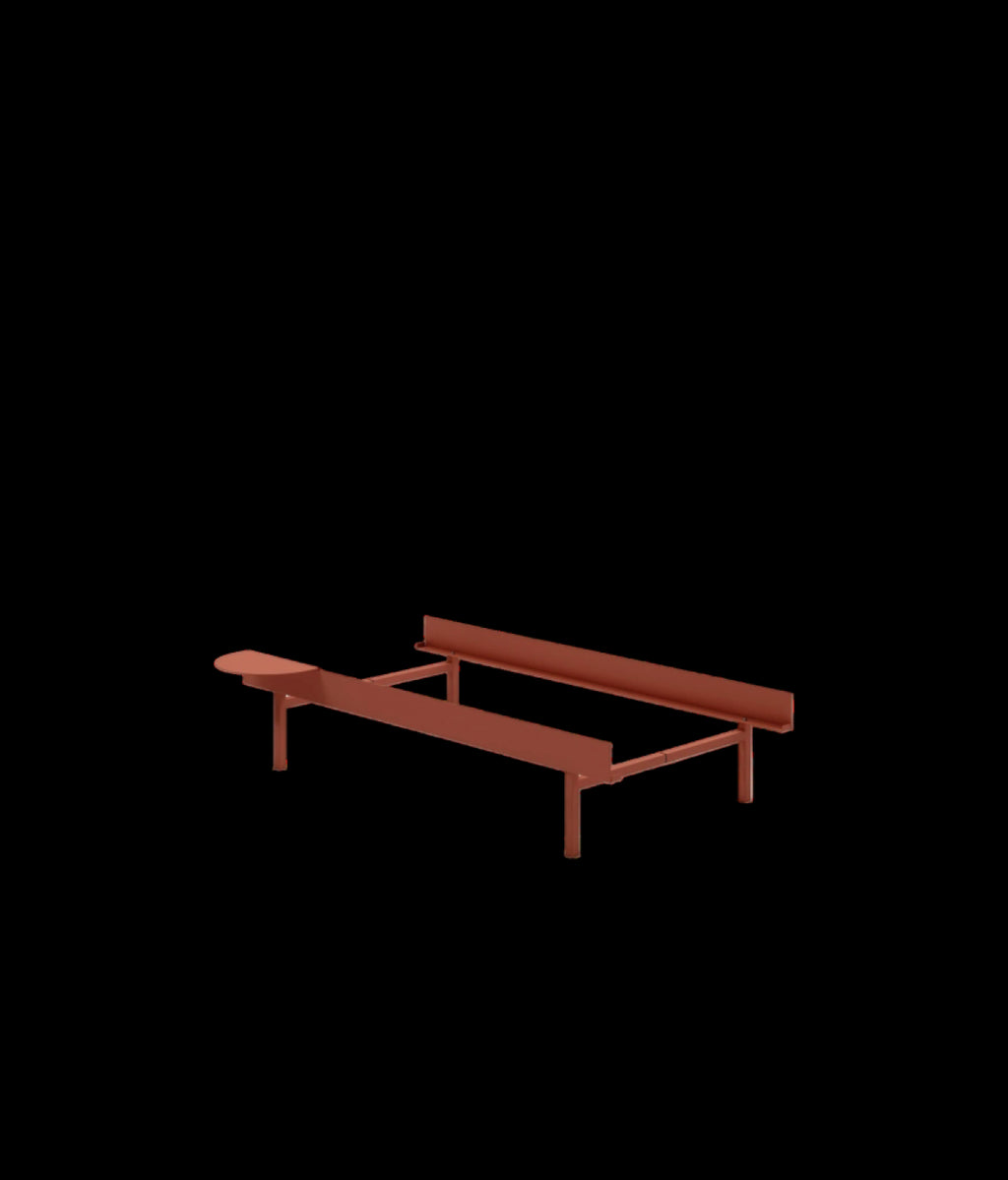 Moebe Bed, Tall Legs, 90 Cm, 1x Side Table, Terracotta
