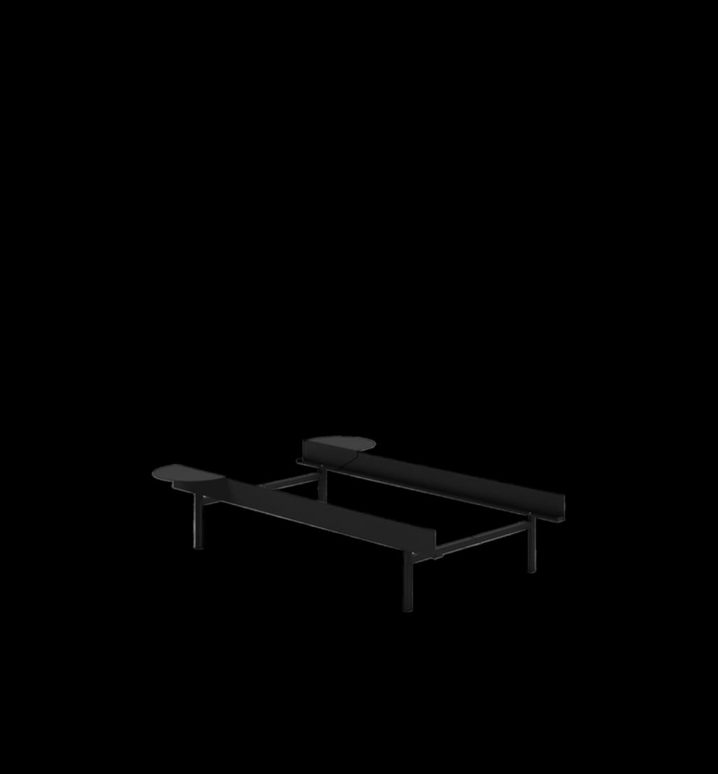 Moebe Bed, Tall Legs, 90 Cm, 2x Side Table, Black