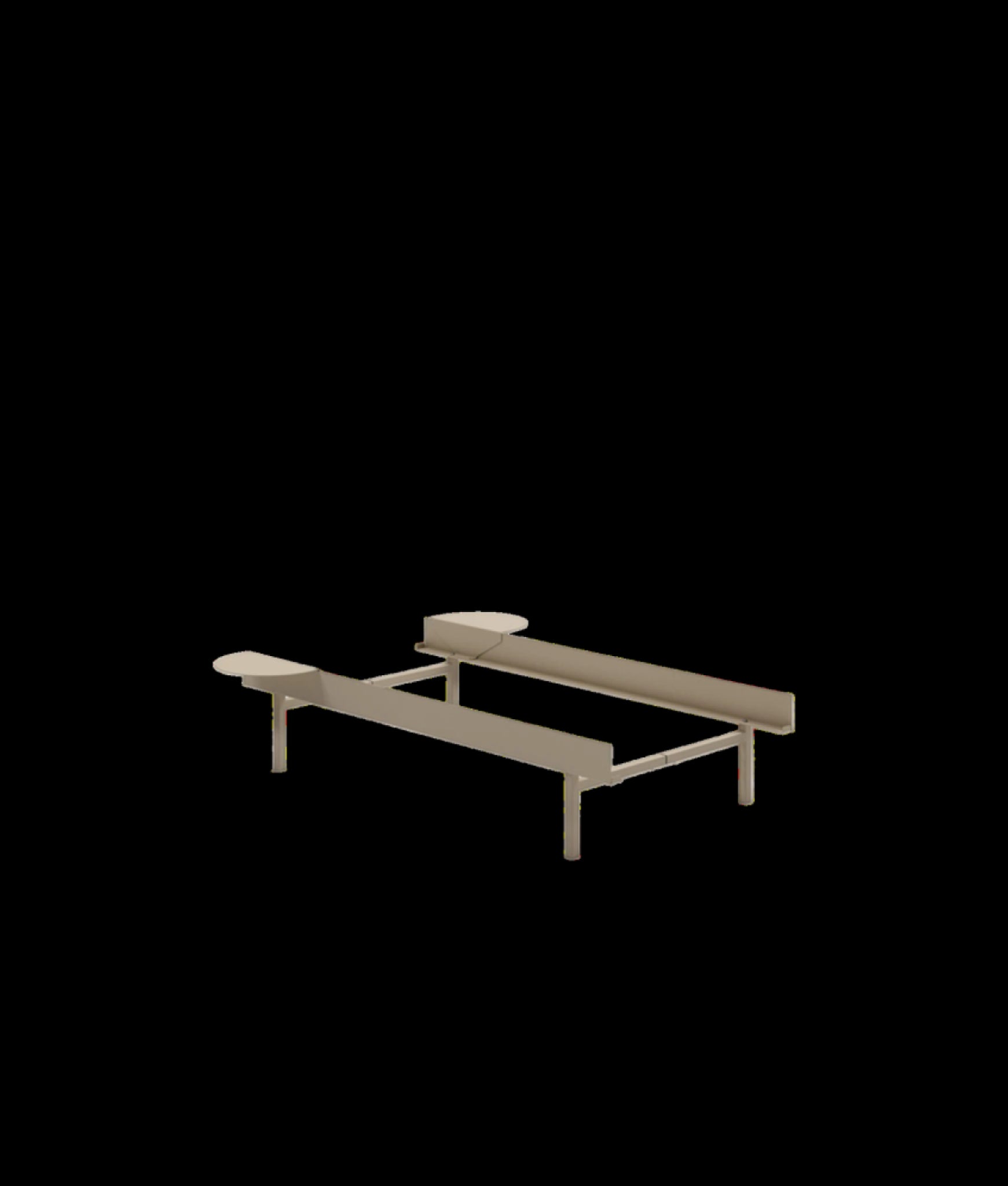 Moebe Bed, Tall Legs, 90 Cm, 2x Side Table, Sand