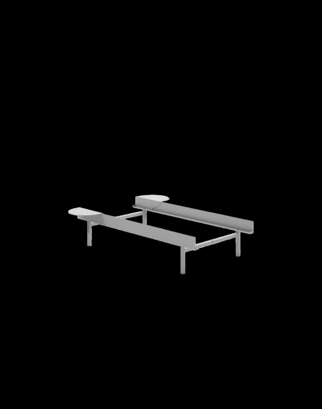 Moebe Bed, Tall Legs, 90 Cm, 2x Side Table, Stainless Steel