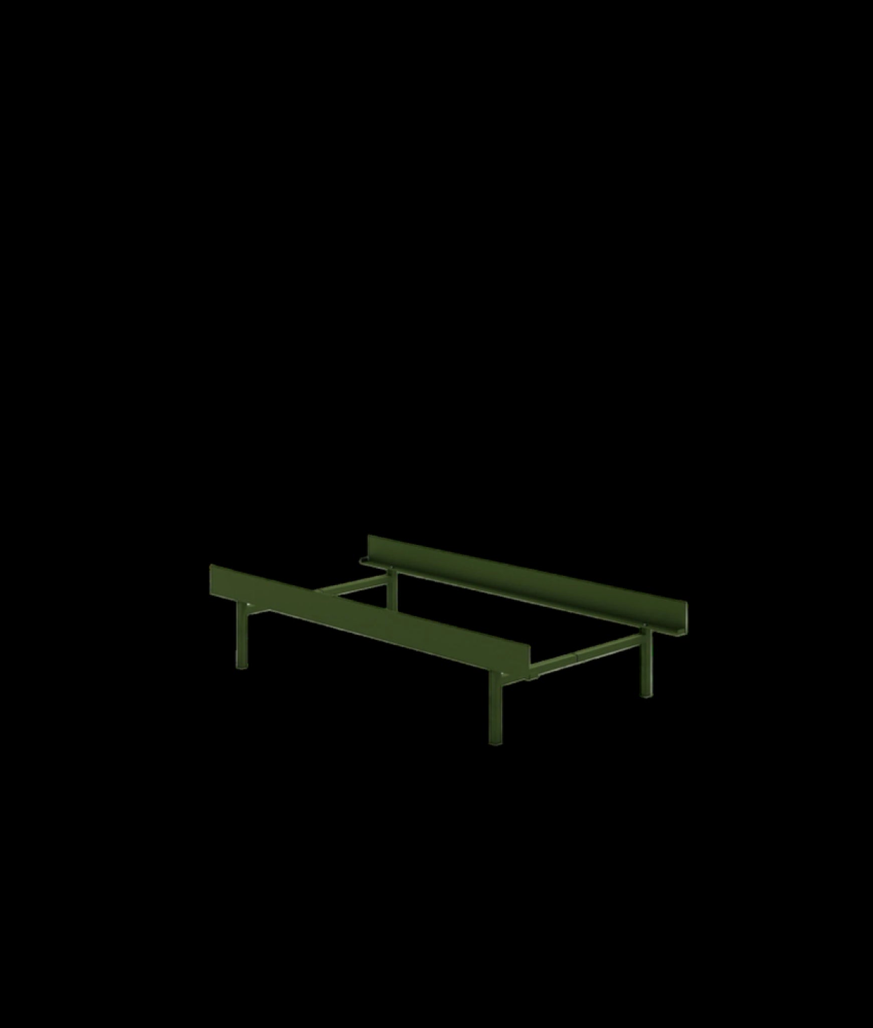 Moebe Bed, Tall Legs, 90 Cm, Pine Green