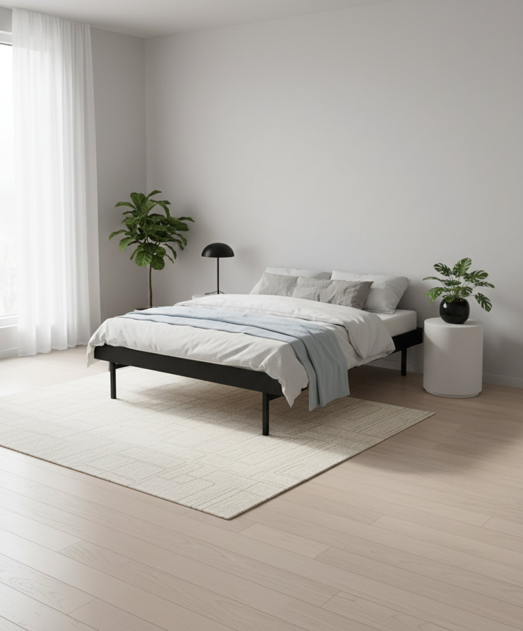 Moebe Bed, Tall Legs, 90 Cm, Slats, Black