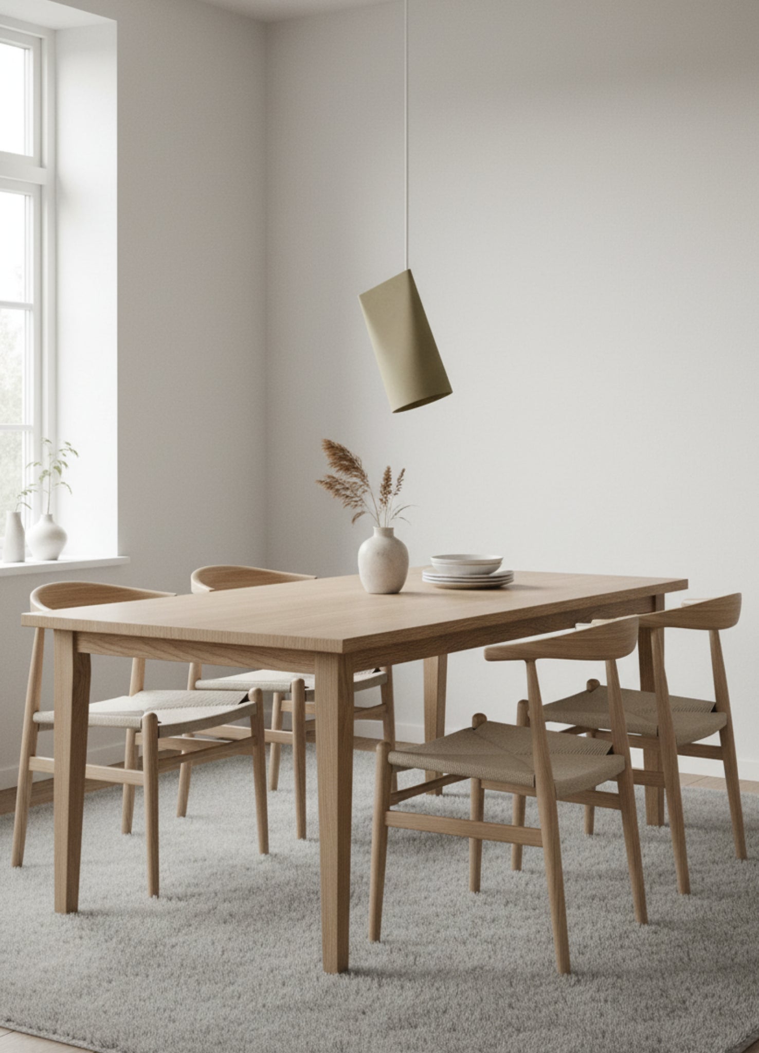 Moebe Ceramic Pendant, Olive, Narrow