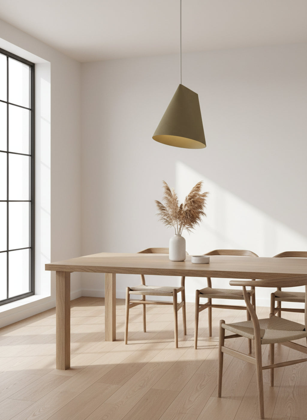 Moebe Ceramic Pendant, Olive, Wide