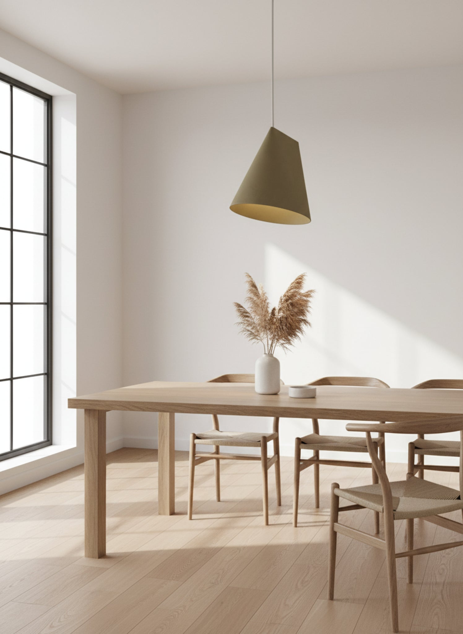 Moebe Ceramic Pendant, Olive, Wide