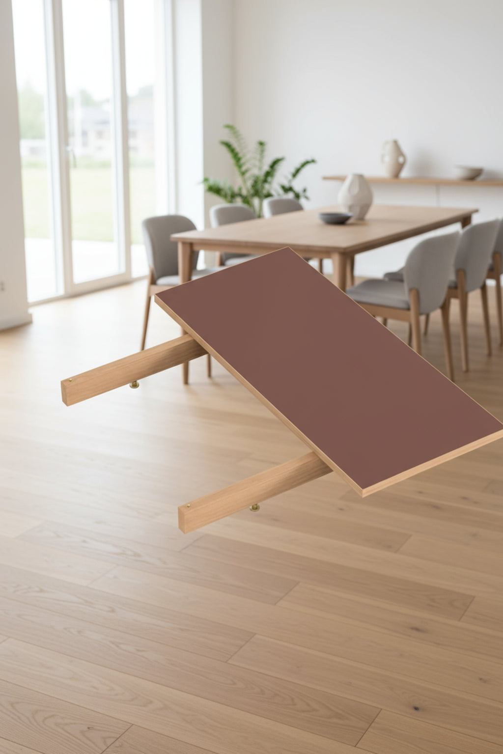 Moebe Extension Leaf, Rectangular Dining Table, Burgundy (fsc Mix Credit)