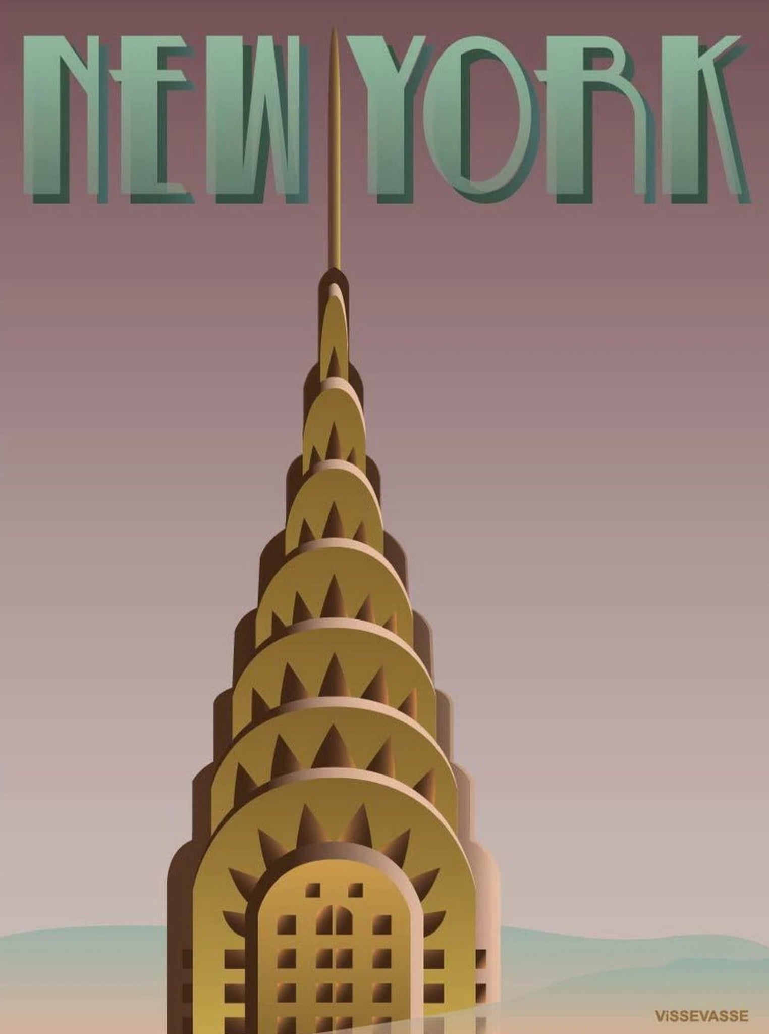 Vissevasse New York Chrysler Poster, 50 X70 Cm