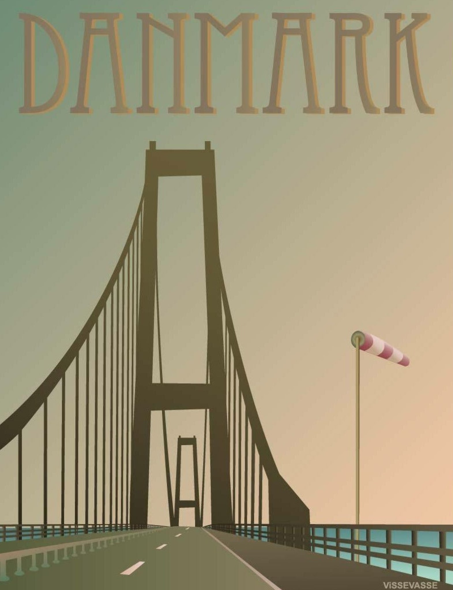 Vissevasse Denmark Storebælts Bridge Poster, 30 X40 Cm