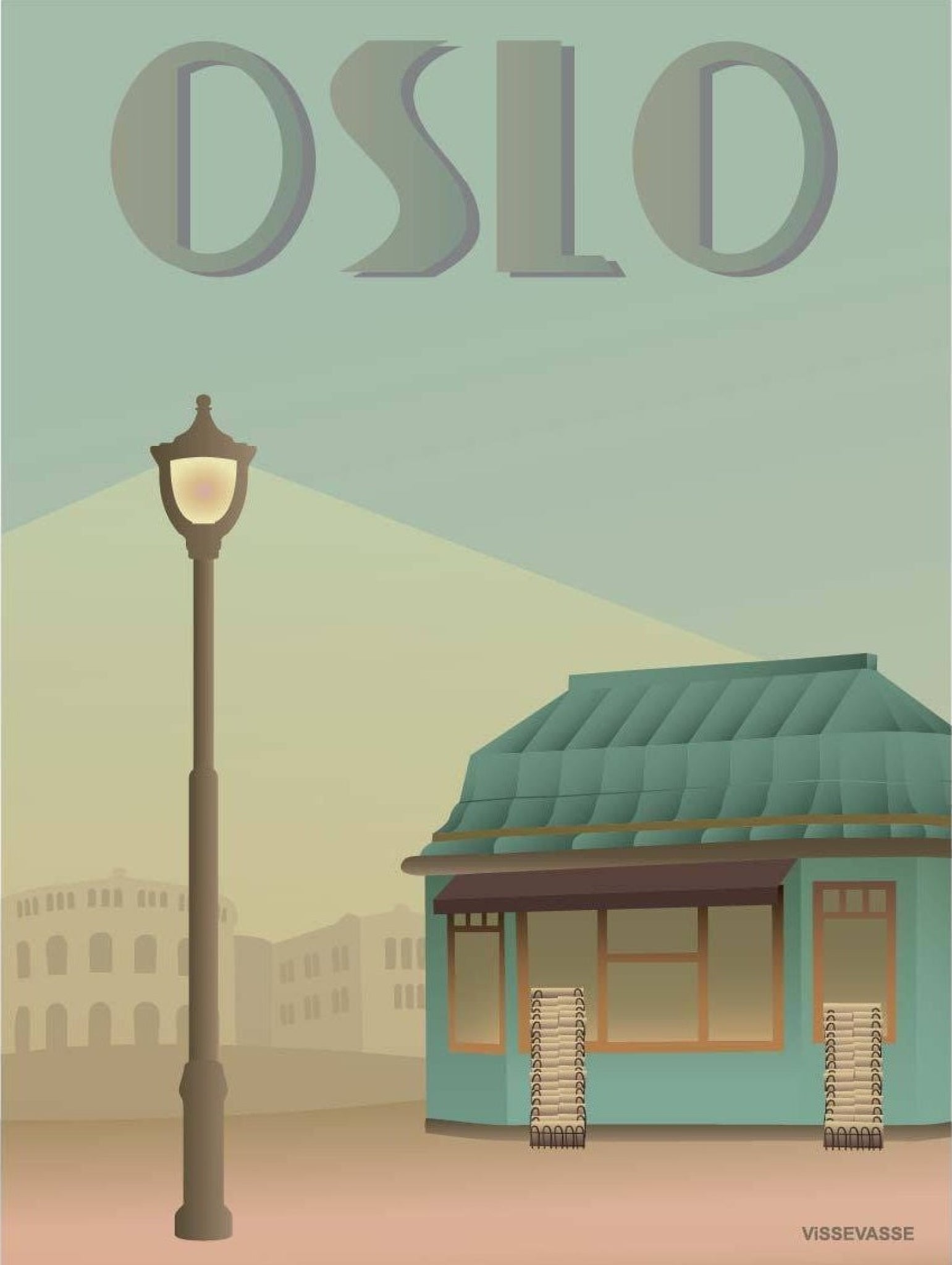 Vissevasse Oslo Newsstand Poster, 15 X21 Cm