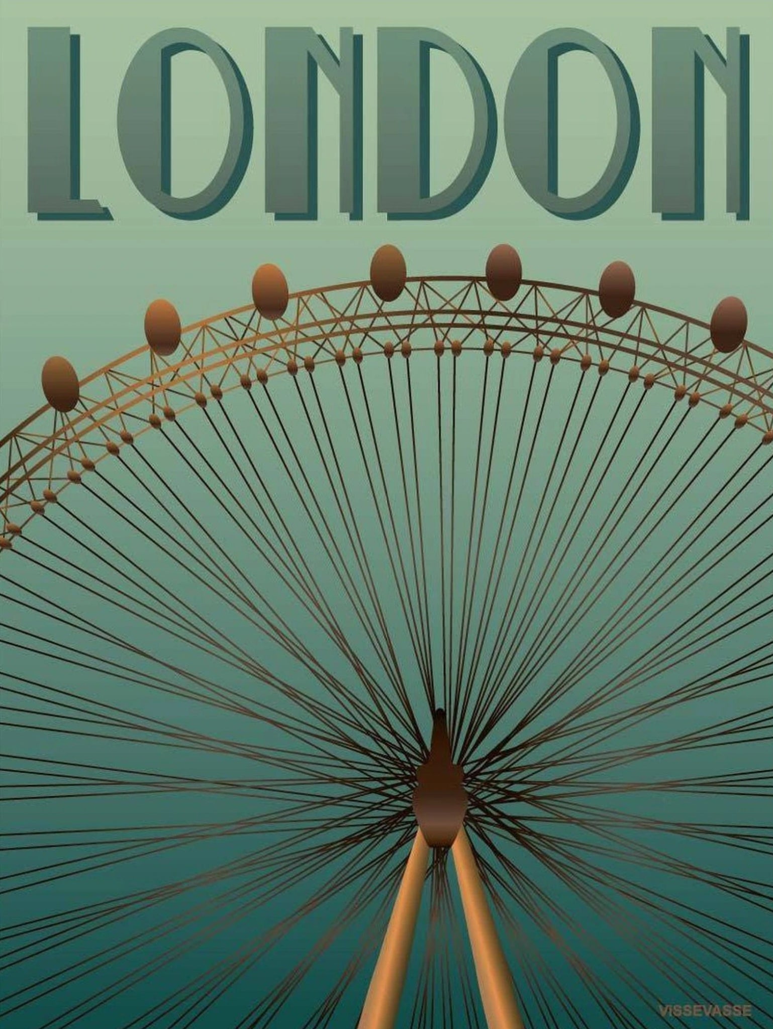 Vissevasse London Eye Poster, 15 X21 Cm