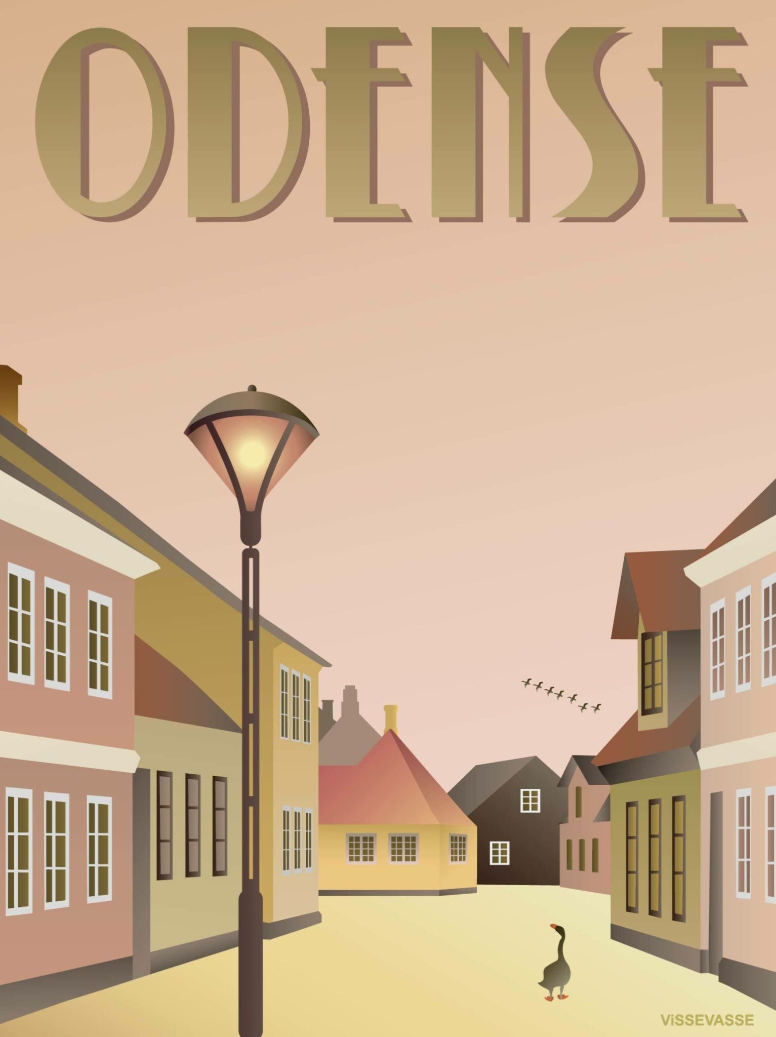 Vissevasse Odense Entlein Poster, 30 X40 Cm