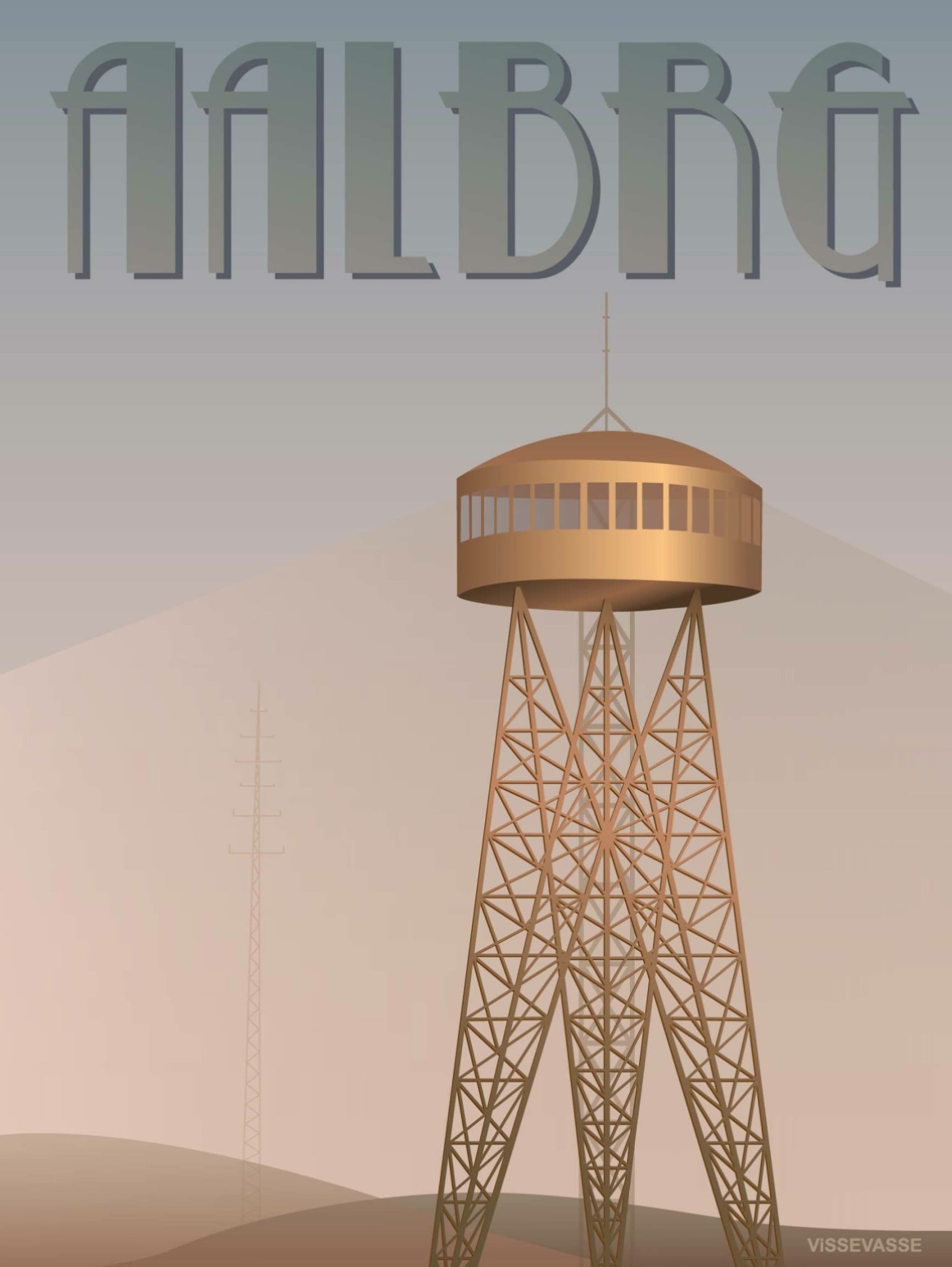 Vissevasse Aalborg Tower Poster, 30 X40 Cm