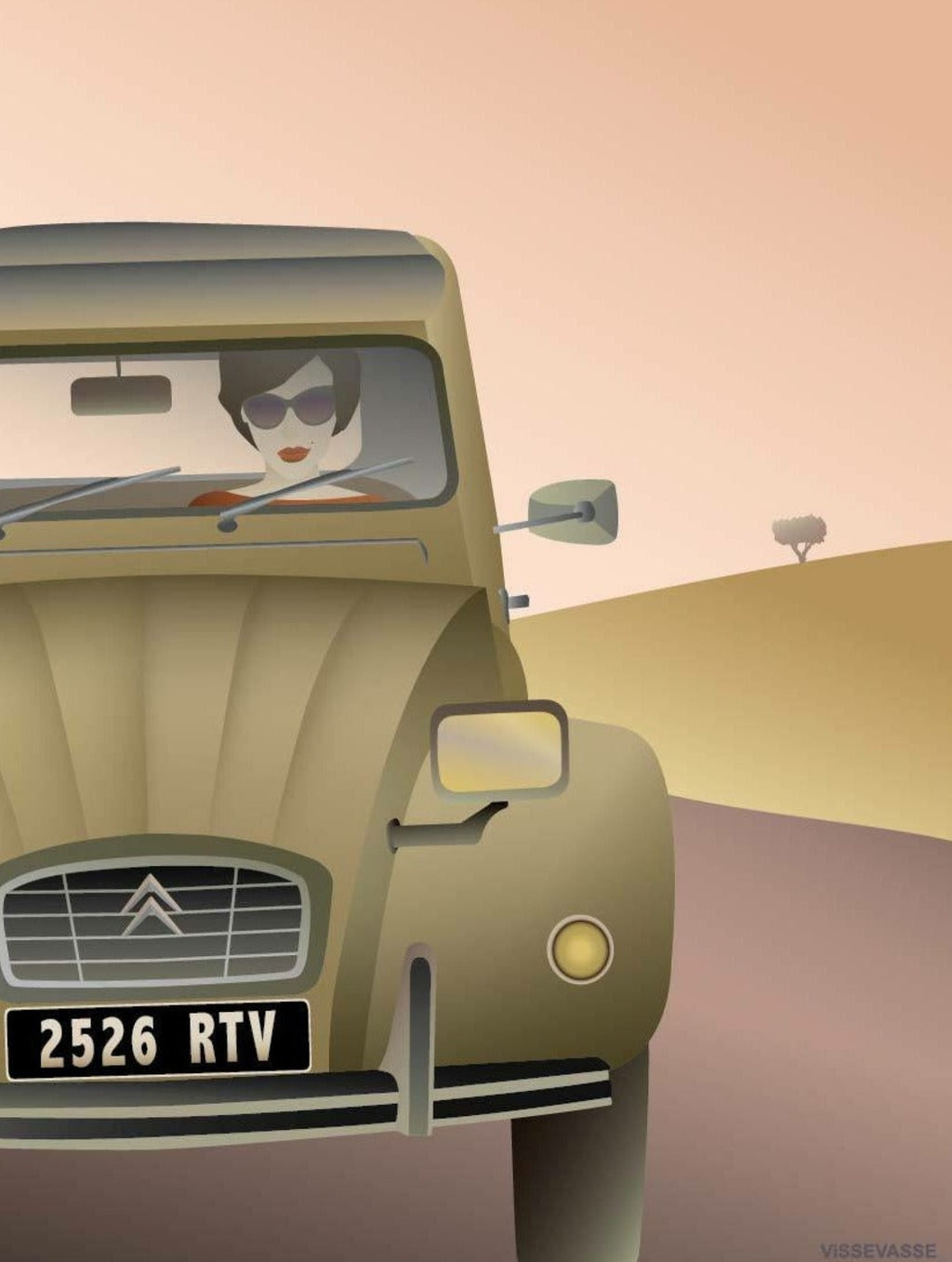 Vissevasse 2 Cv Citroen Poster, 50 X70 Cm