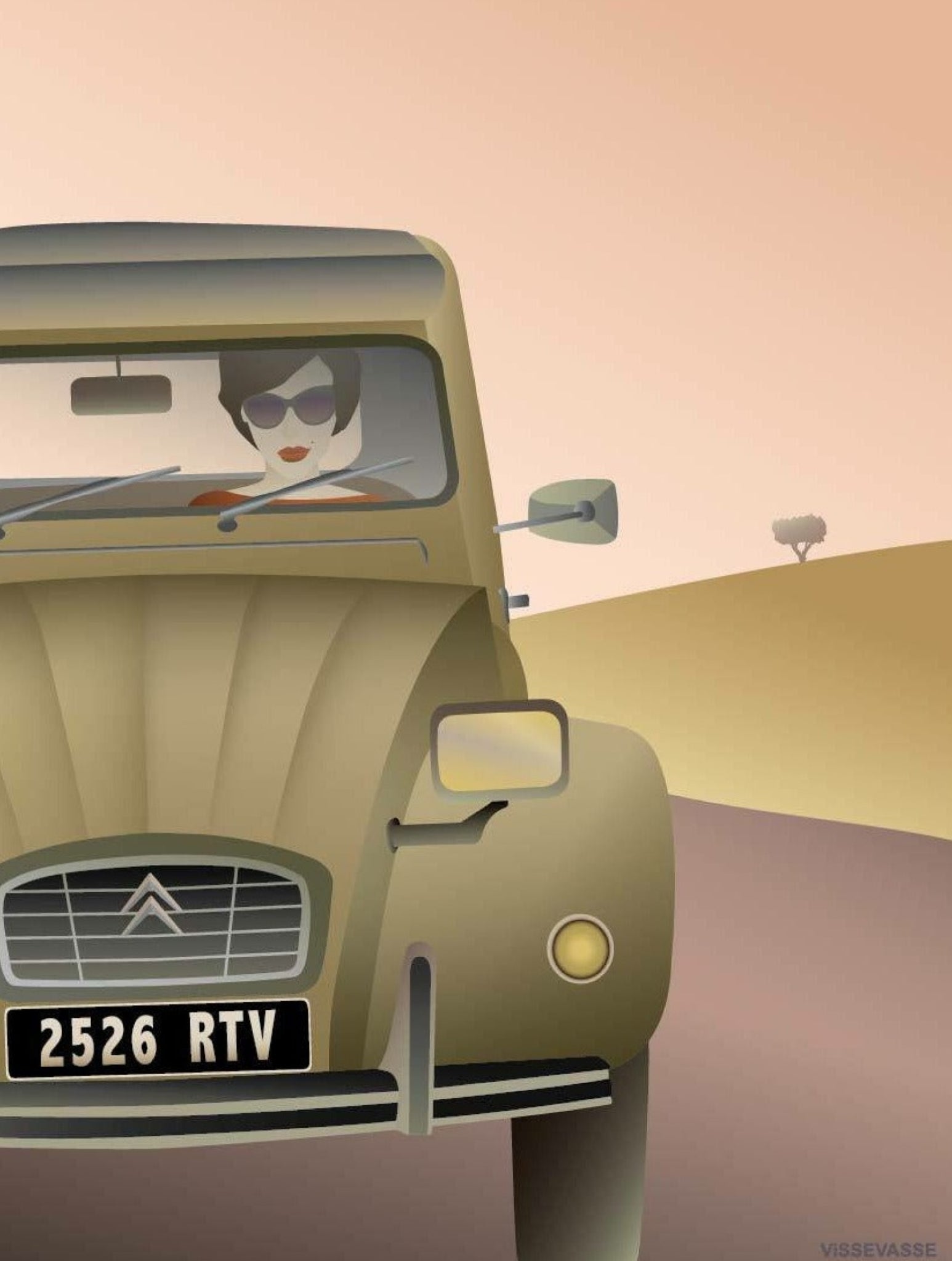 Vissevasse 2 Cv Citroen Poster, 50 X70 Cm