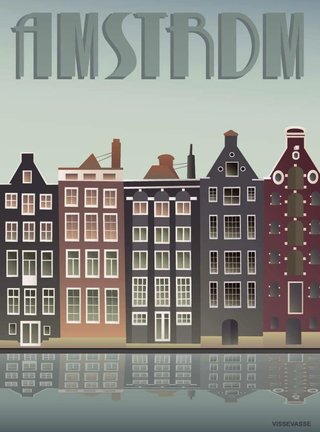 Vissevasse Amsterdam Kanalhäuser Poster, 30 X40 Cm