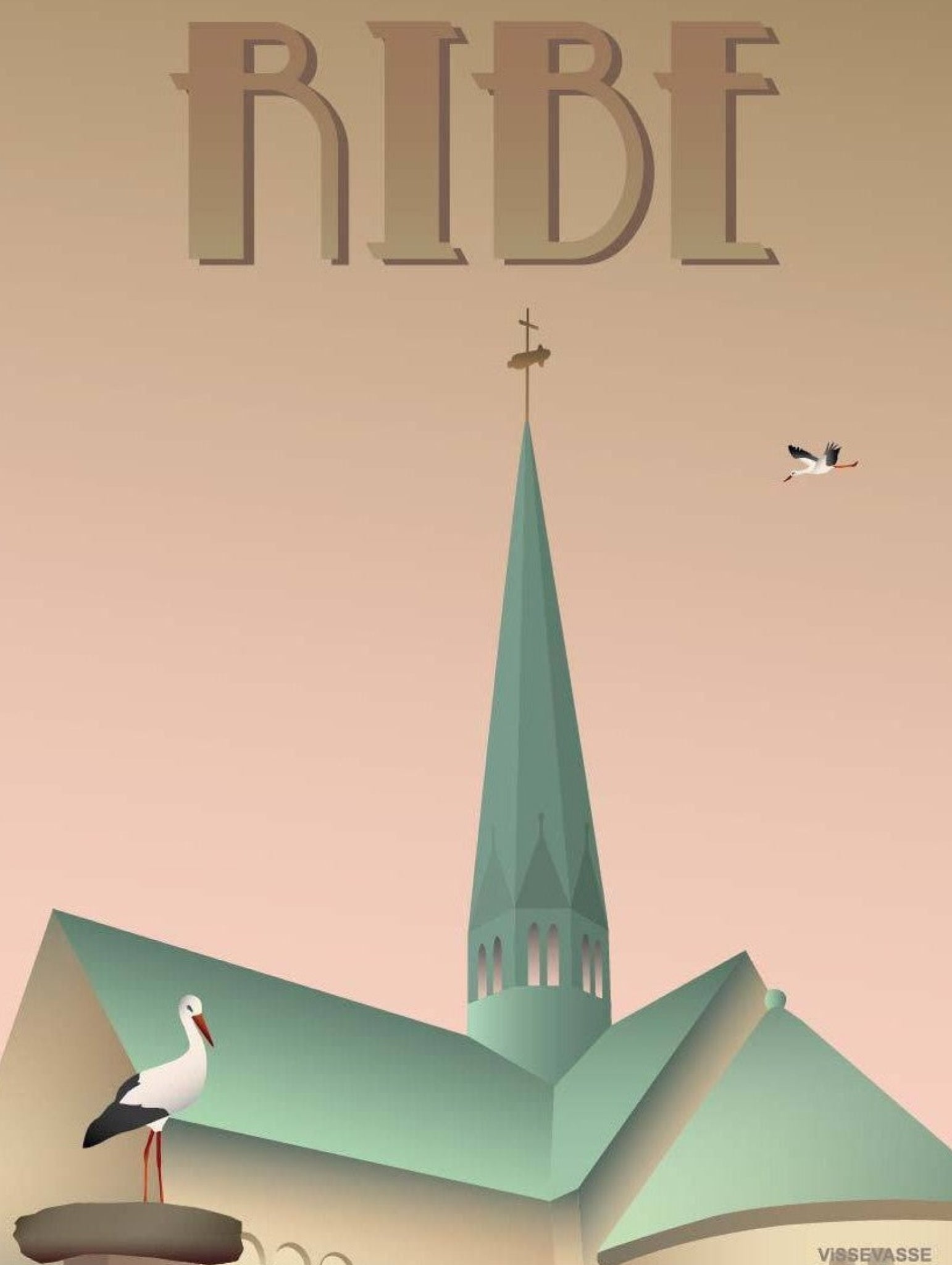 Vissevasse Ribe Storks Poster, 15 X21 Cm