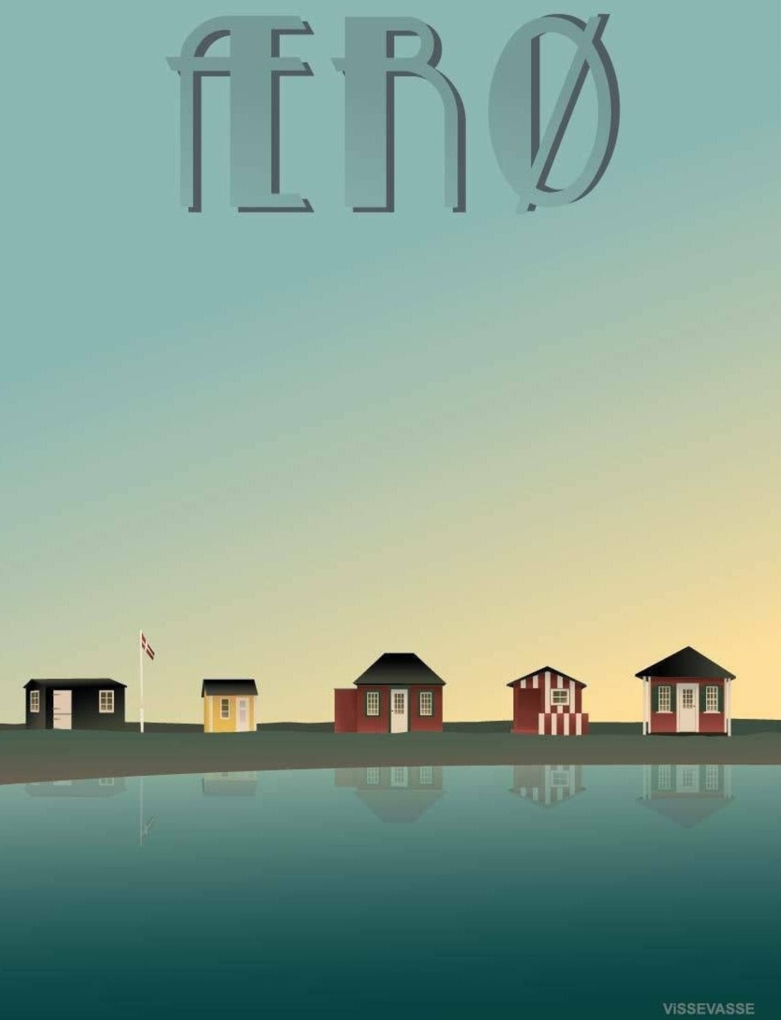Vissevasse ærø Beach Huts Poster, 30 X40 Cm
