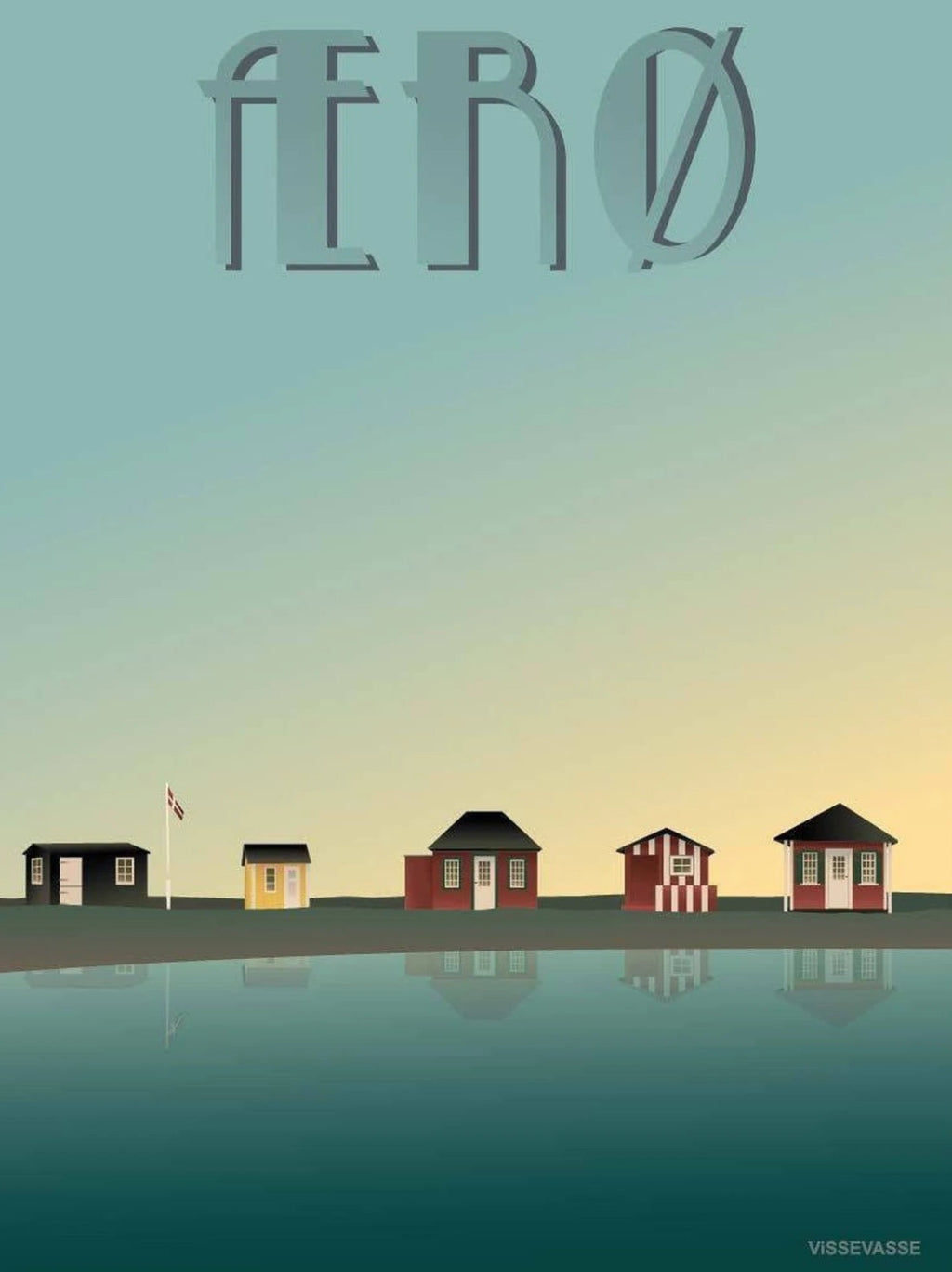 Vissevasse ærø Beach Huts Poster, 15 X21 Cm